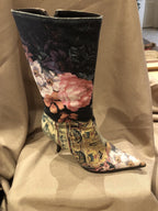 VINTAGE ROBERTO CAVALLI BOOTS PATCHWORK- STILETTO HEEL 71/2 Excellent Condition!