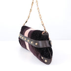 GUCCI GG Velvet Horsebit Gold Chain Shoulder Bag 131471 205118 Auth #57544A