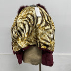 Vintage Y2K Burgundy Rabbit and Fox Fur Jacket