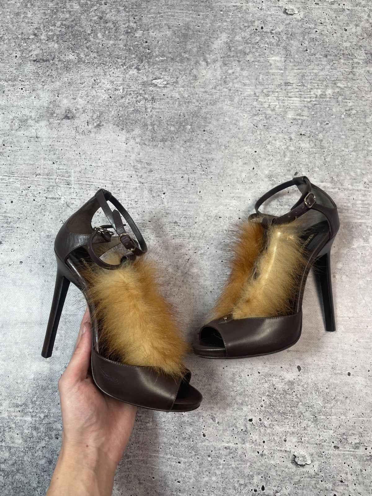 Roberto Cavalli 2000s Brown Fur High Heels