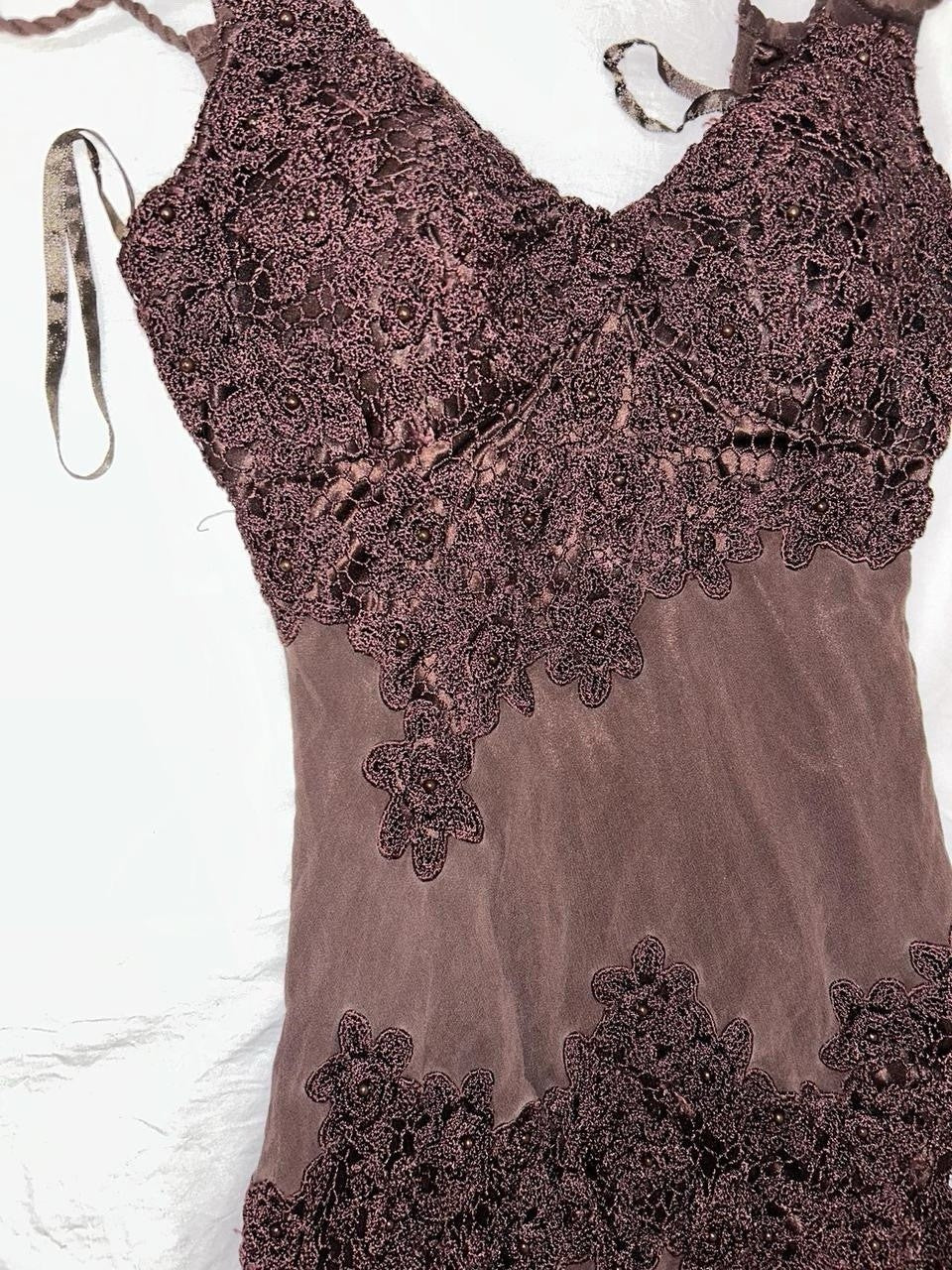 Sue Wong Nocturne Brown Beaded Sequin Fairy Dress Size 2