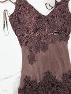 Sue Wong Nocturne Brown Beaded Sequin Fairy Dress Size 2