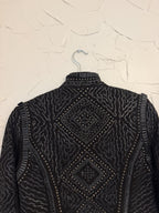 Double D Ranch Studded Leather Suede Jacket in Black, Size S