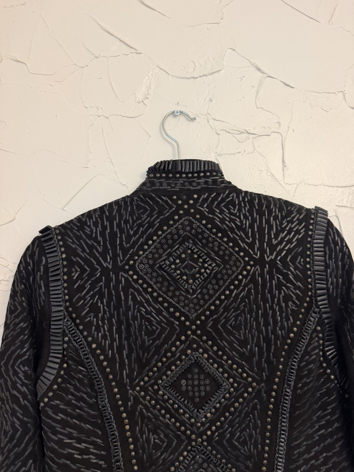 Double D Ranch Studded Leather Suede Jacket in Black, Size S