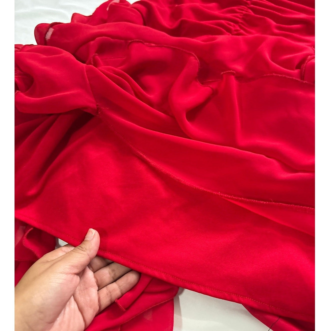 Cache Red Halter Ruffled Dress
