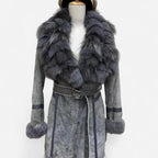 Vero Moda Fitted Pigskin Leather and Rabbit Fur Jacket