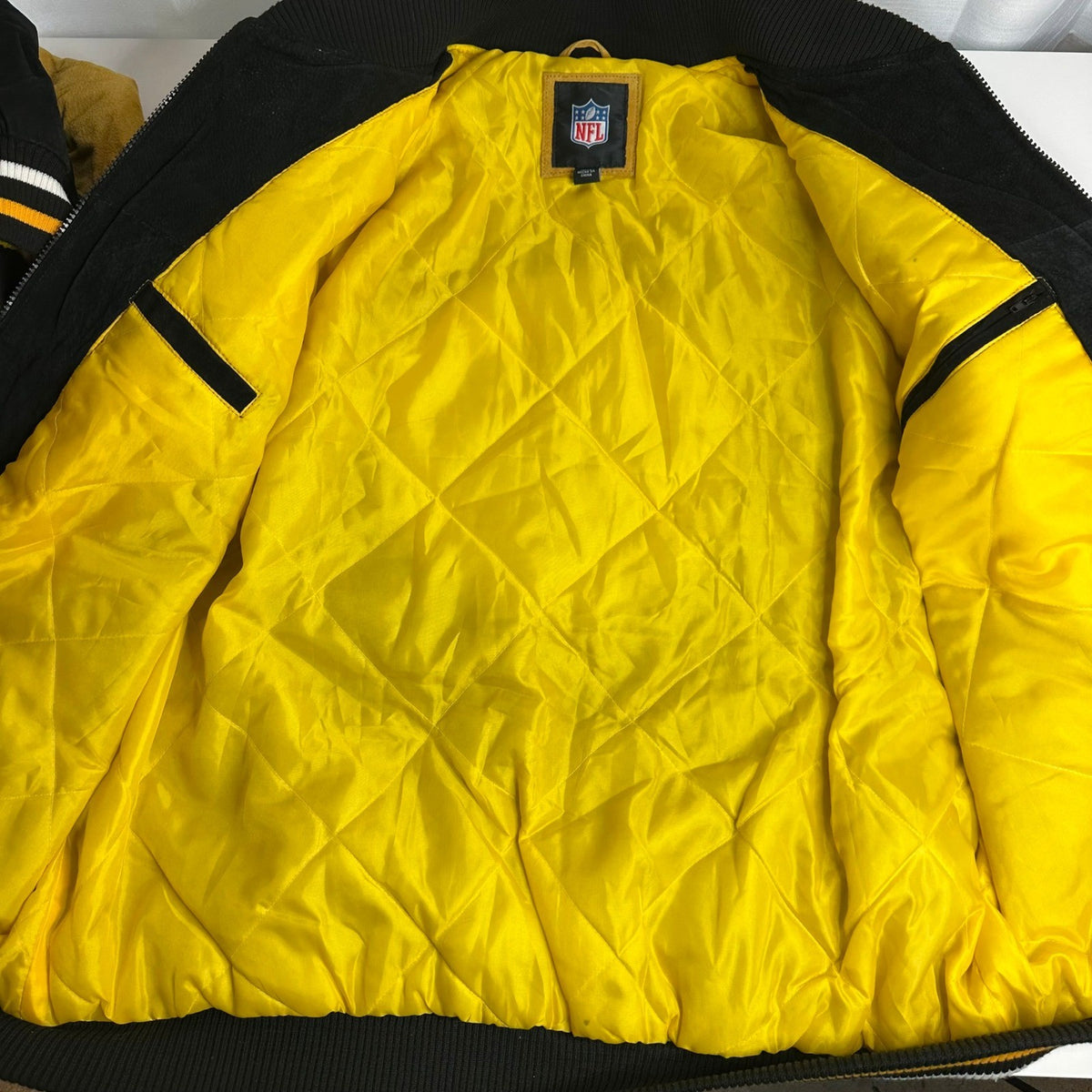 G-III Pittsburgh Steelers Suede Leather Jacket Black and Yellow Men's XL