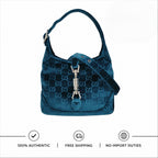 Gucci New Velvet Ashmir GG Monogram Small Jackie 1961 Hobo Velvet Peacock