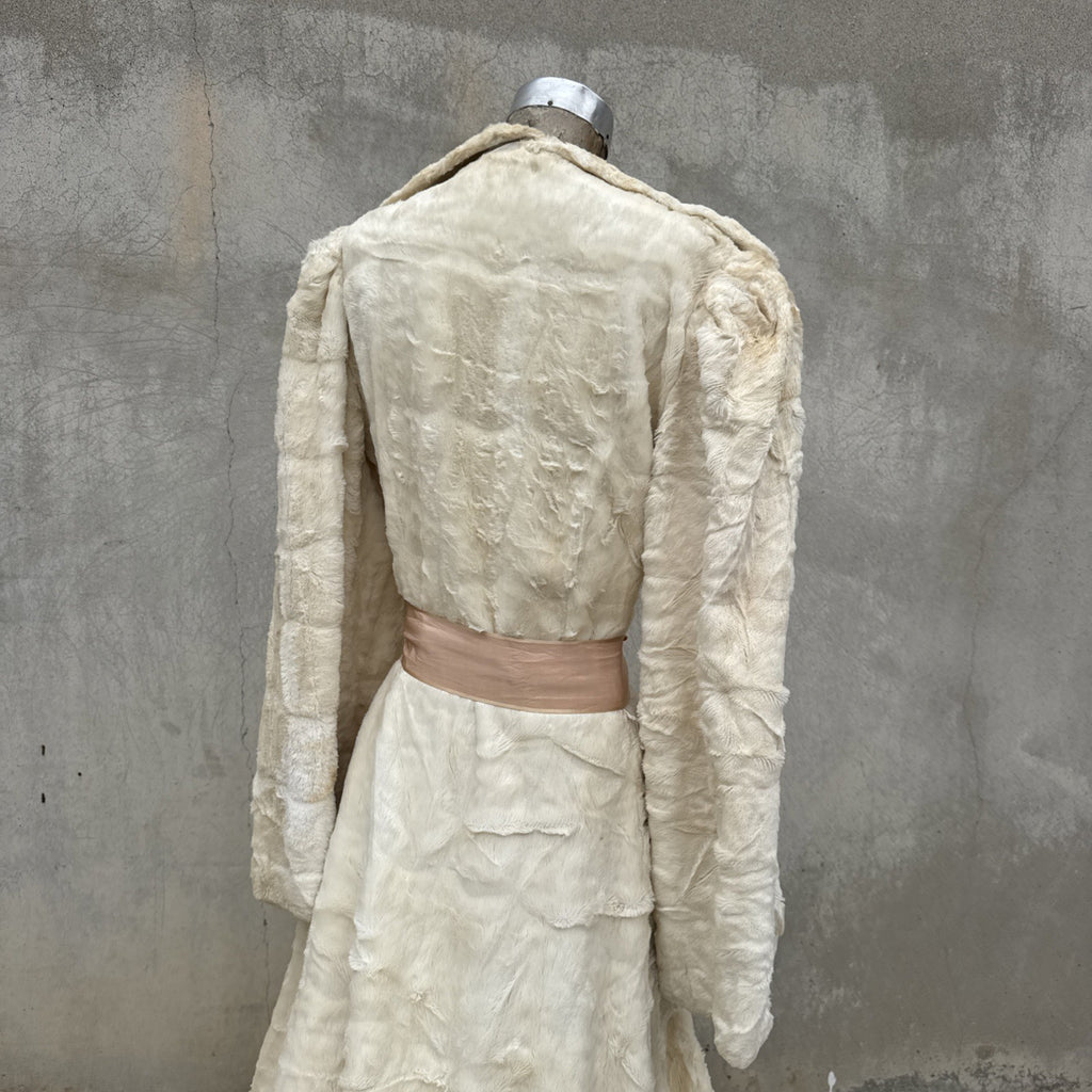 Vintage 1930s White Plush Teddy Bear Dressing Gown Ermie Art Deco Dress Coat