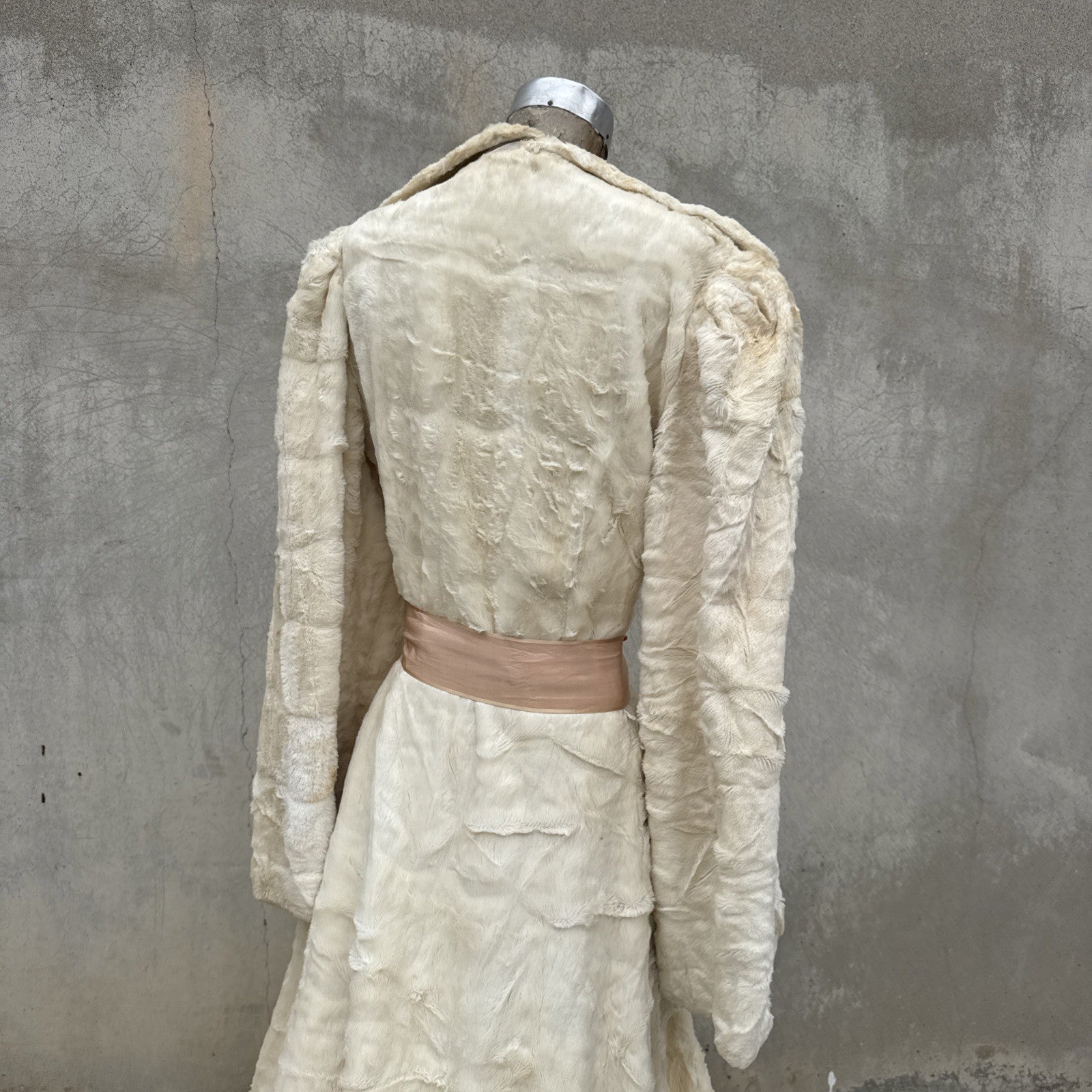 Vintage 1930s White Plush Teddy Bear Dressing Gown Ermie Art Deco Dress Coat