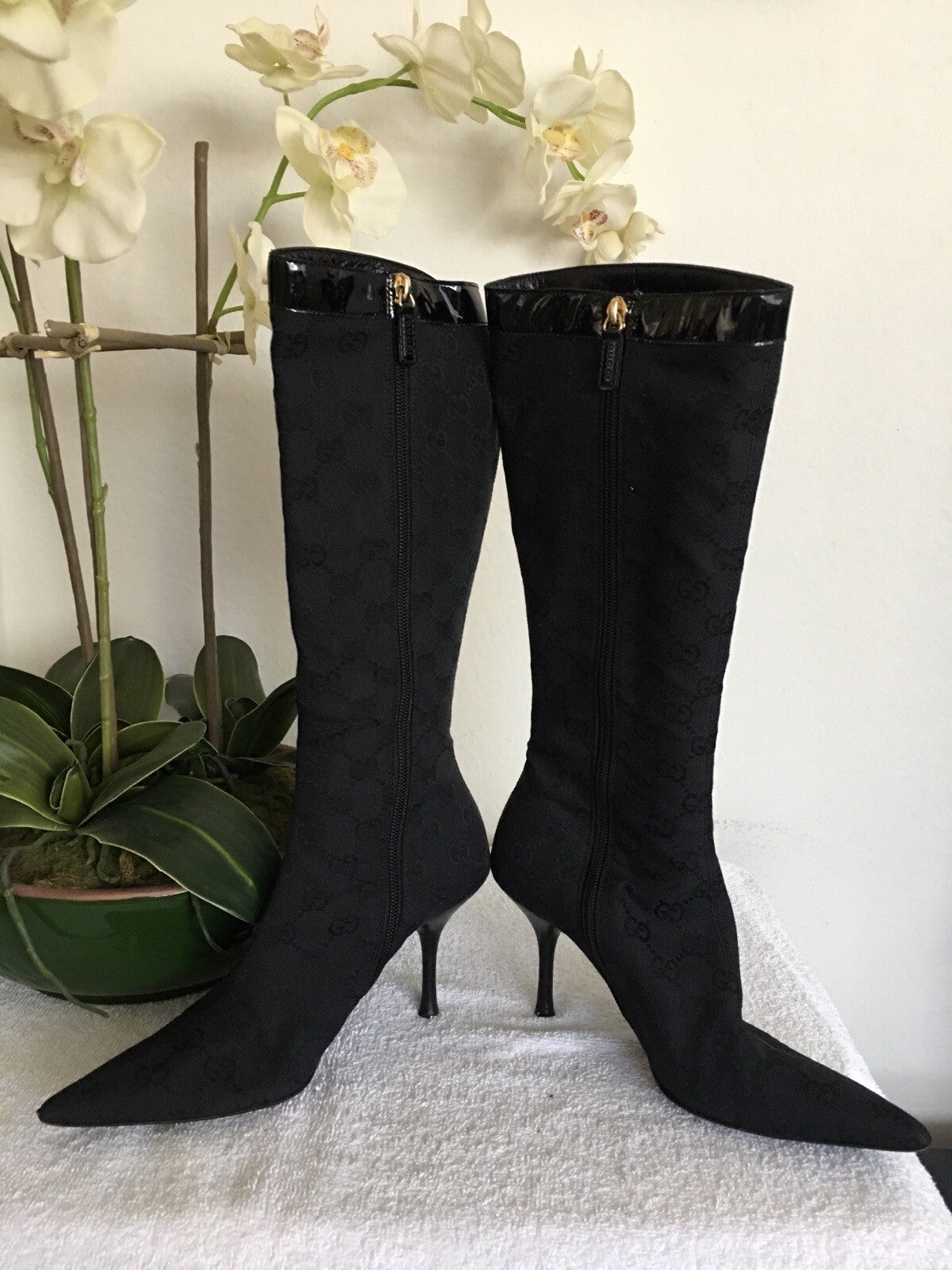 Gucci Black Canvas Boot Size 5.5