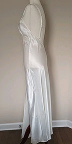 Vintage Victorias Secret Ivory Slip Dress Womens Size M Sequins Lace Bridal Y2K