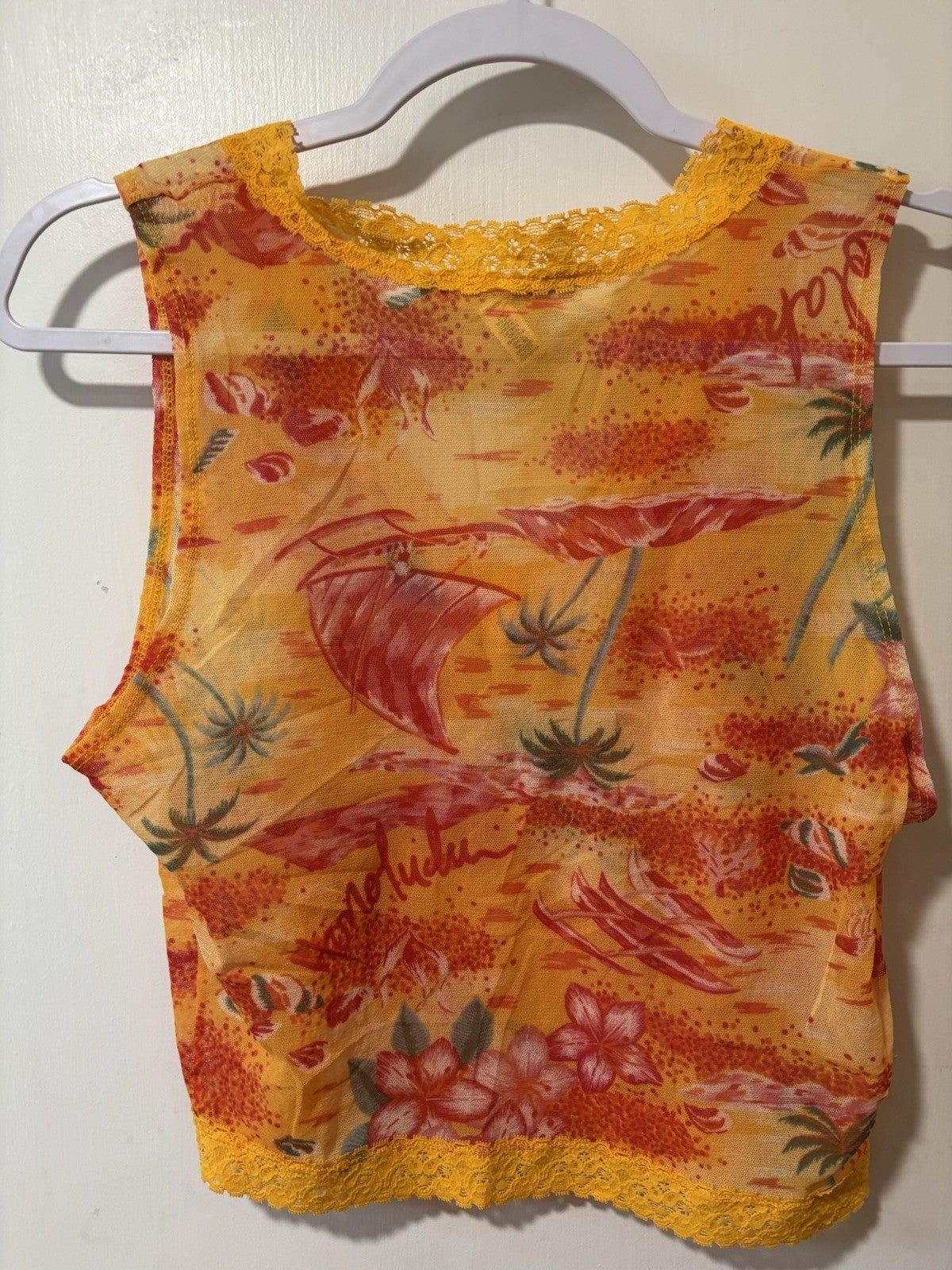 Victoria's Secret 1990s Mesh Lace Tropical Tank and Maxi Skirt Set Medium Large