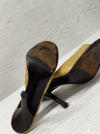 GUCCI Tan Croc leather Stiletto Mules Heels Sz 8.5