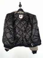 90's Nike Varsity Jacket Size Medium Oversized Black Grey Leather Wool Bomber