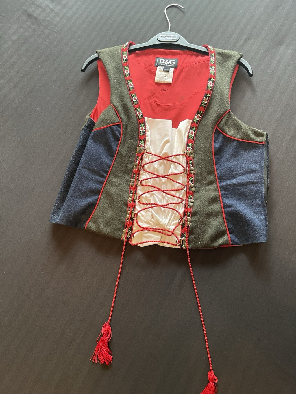 Dolce & Gabbana Vintage Dirndl Outfit Jeans and Bustier Vest Size 42