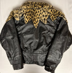 Phoenix Leather Jacket Small Black with Leopard Fur