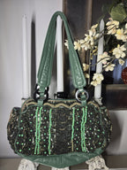 Jamin Puech Paris Beaded Sequin Leather Shoulder Bag Green