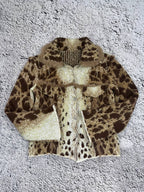 Vintage Leopard Mohair Animal Wool Jacket Blazer Glamour