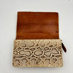 Vintage 1940s Genuine Python Snakeskin Clutch Purse Talon Hand Bag Exotic