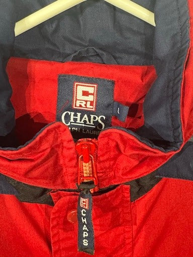 Chaps Ralph Lauren Vintage Red Navy Anorak Jacket Large