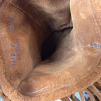 Minnetonka Woodstock Fringe Boots Women's Brown Suede Leather Beads Western - 8