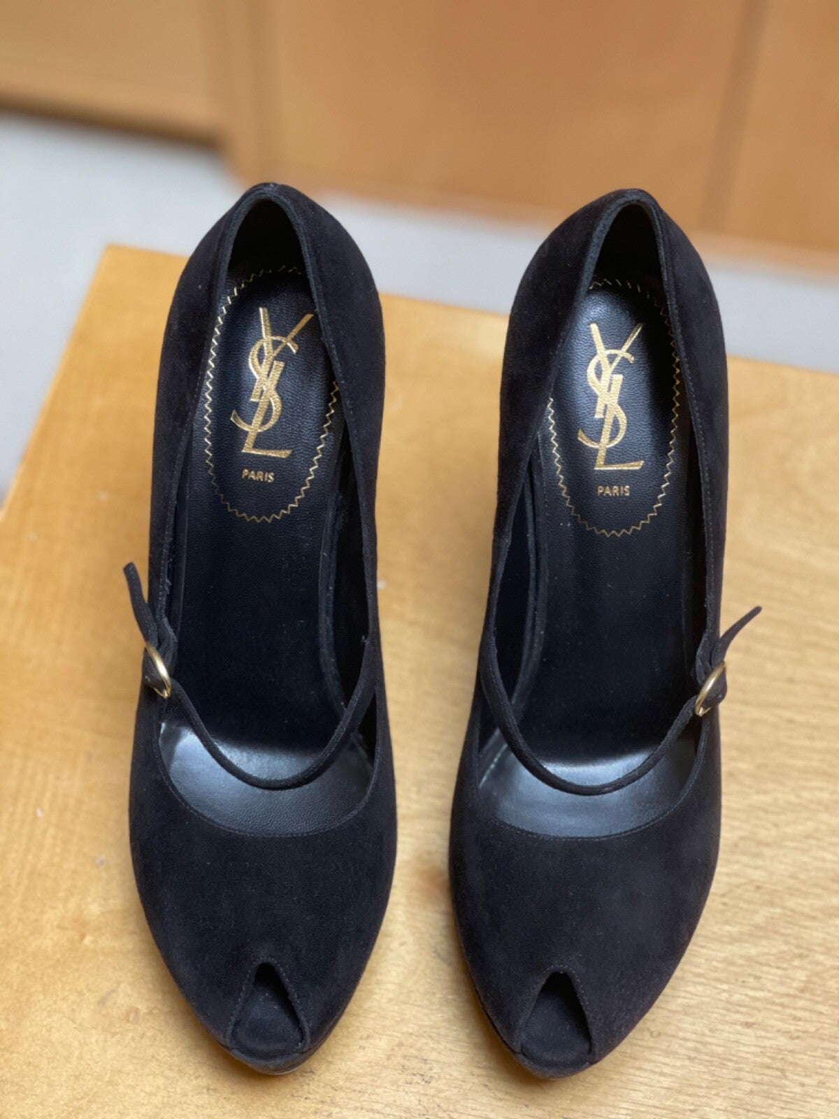 YSL Suede Platform Shoes Black Size 40