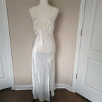 Vintage Victorias Secret Ivory Slip Dress Womens Size M Sequins Lace Bridal Y2K