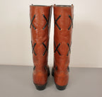 Men's VTG NOS Brown Leather Square Toe Cowboy Boots Sz 8 D 1970s