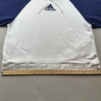 Vintage Adidas Hoodie Sweatshirt Mens XL White Blue Raglan Fleece 3 Stripes y2k