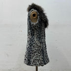 Vintage Y2K Stenciled Rabbit and Raccoon Fur Vest