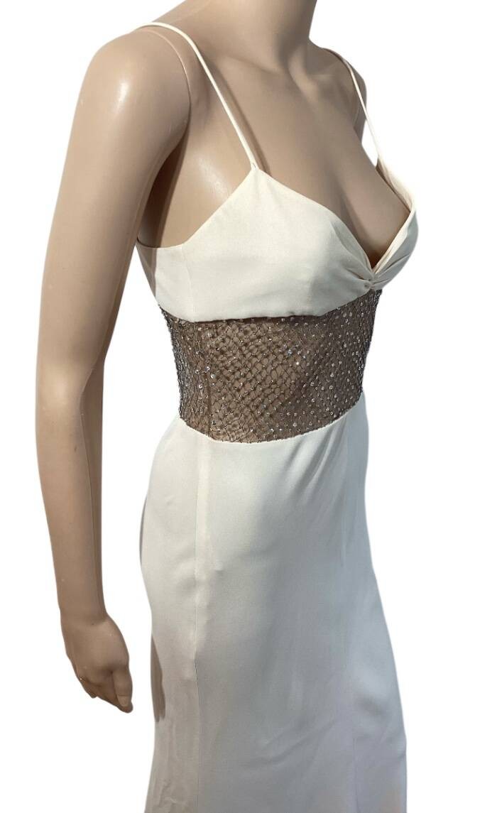 VALENTINO VINTAGE S/S 1997 RUNWAY SHEER EMBELLISHED GOWN SZ SMALL