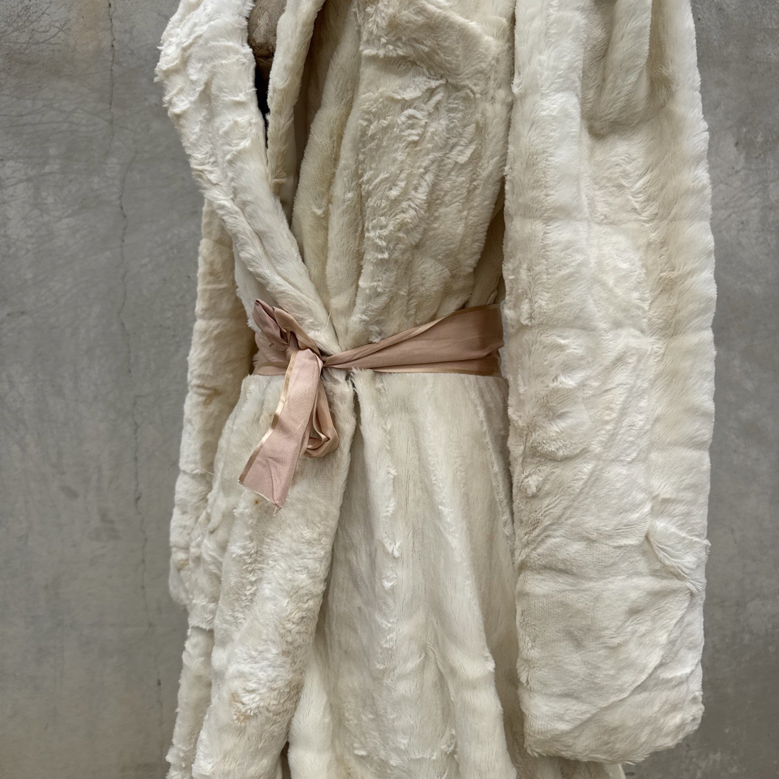 Vintage 1930s White Plush Teddy Bear Dressing Gown Ermie Art Deco Dress Coat