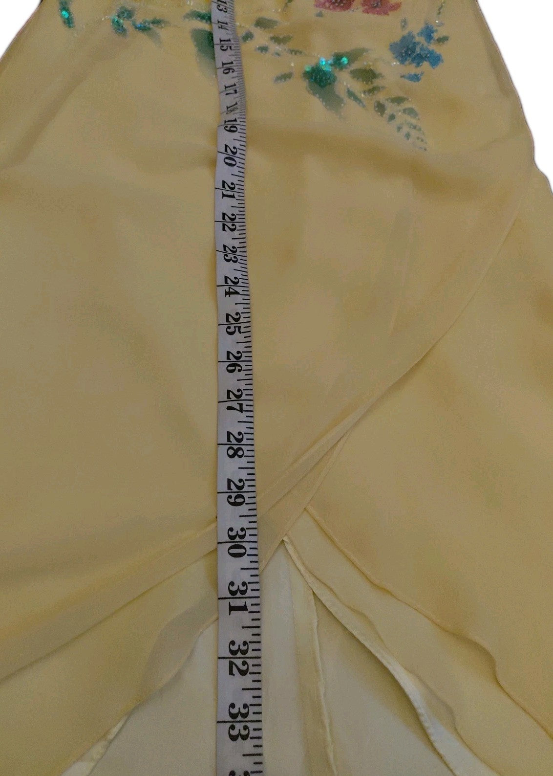 Vintage Cache Yellow Beaded Maxi Dress