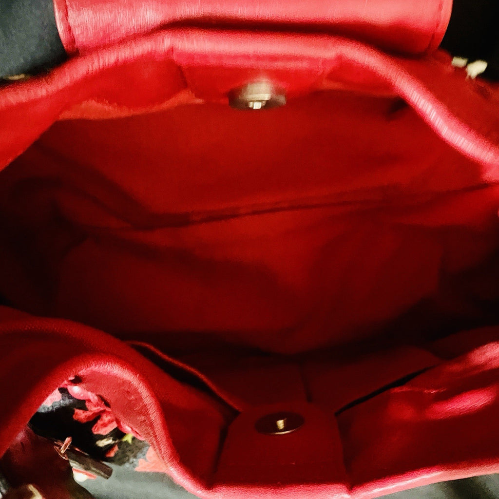 Isabella Fiore Red Floral Crescent Shoulder Bag