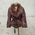 Vintage Y2K Mauve Rabbit & Coyote Fur Jacket