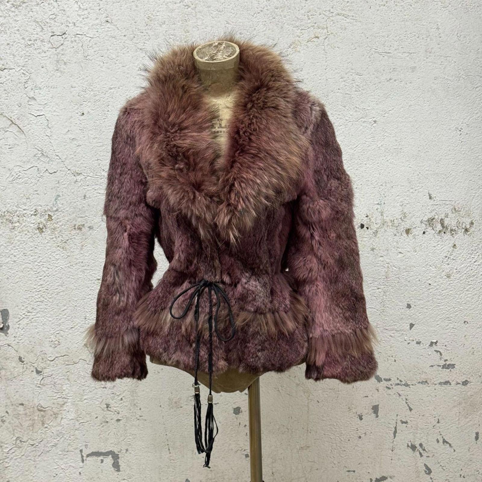 Vintage Y2K Mauve Rabbit & Coyote Fur Jacket