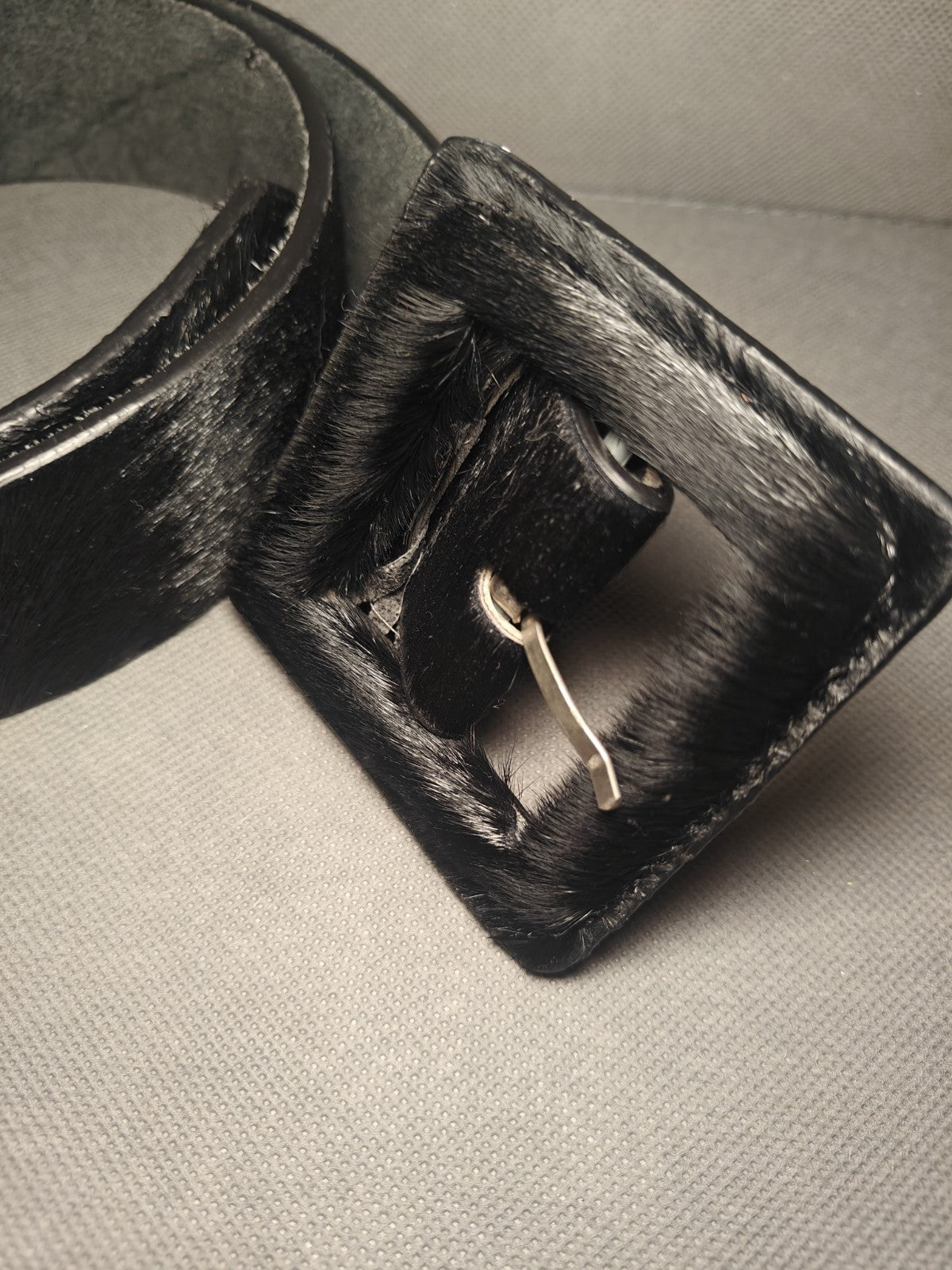 Wide Black Ponyhair Belt