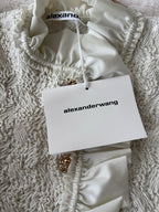 Alexander Wang Smocked Ruffle Long Jacket Dress S In Vintage White