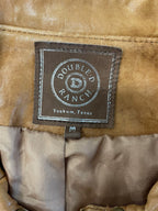 Double D Ranch Leather Jacket Brown Fringe Studded Western Medium