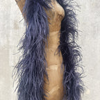 Vintage 1930s Navy Ostrich Feather Boa Scarf Shawl Old Hollywood Dress Accent