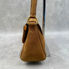 PRADA Y2K Shoulder Hand Hobo Bag Brown Suede Leather Women's Authentic Used