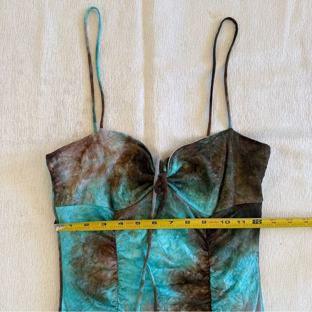 Turquoise Brown Tie Dye Slip Dress