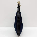 SAINT LAURENT Mombasa YSL Logo Navy Blue Canvas Shoulder Bag