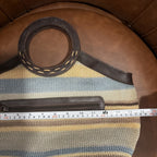 Vintage 1990s Y2K Knit Woven Handle Bag Brown Trim