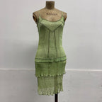 Vintage Y2K Embellished Mulberry Silk Cocktail Dress X-Ray Star