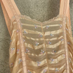 Vintage 1930s Pink Rayon Satin Slip Dress Bias Cut Embroidered Cherries Gown
