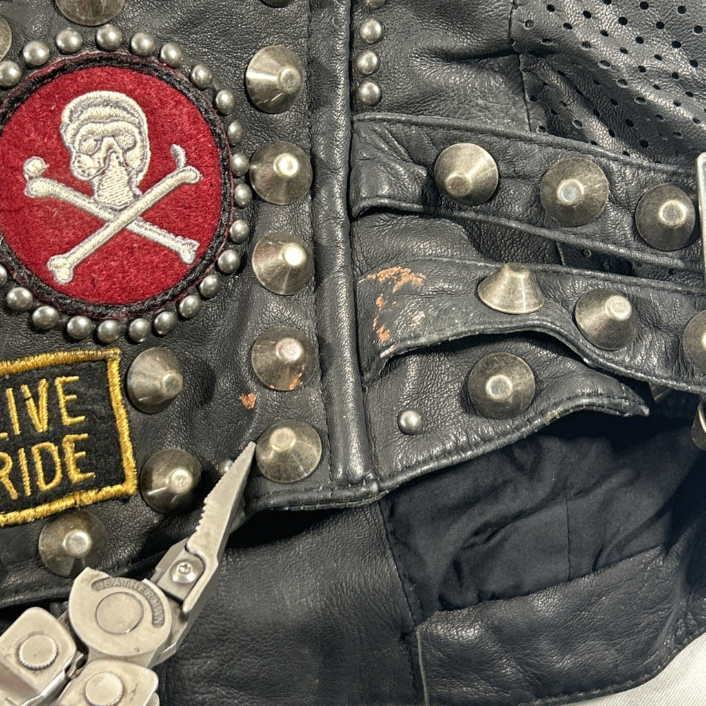 Double D Ranch Angels on Horseback Biker Jacket Black Leather Medium