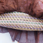 Mary Frances Beaded Tulle Ruffle Wicker Shoulder Bag Mother of Pearl Earthtones