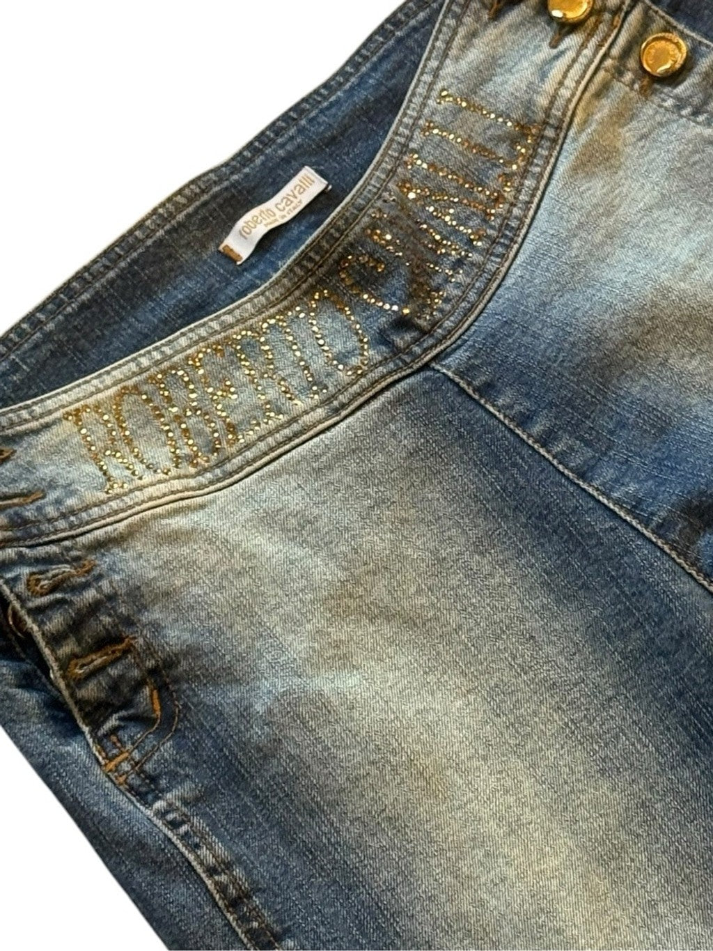 Women’s ROBERTO CAVALLI medium wash flatter jeans sequin flare jeans size small